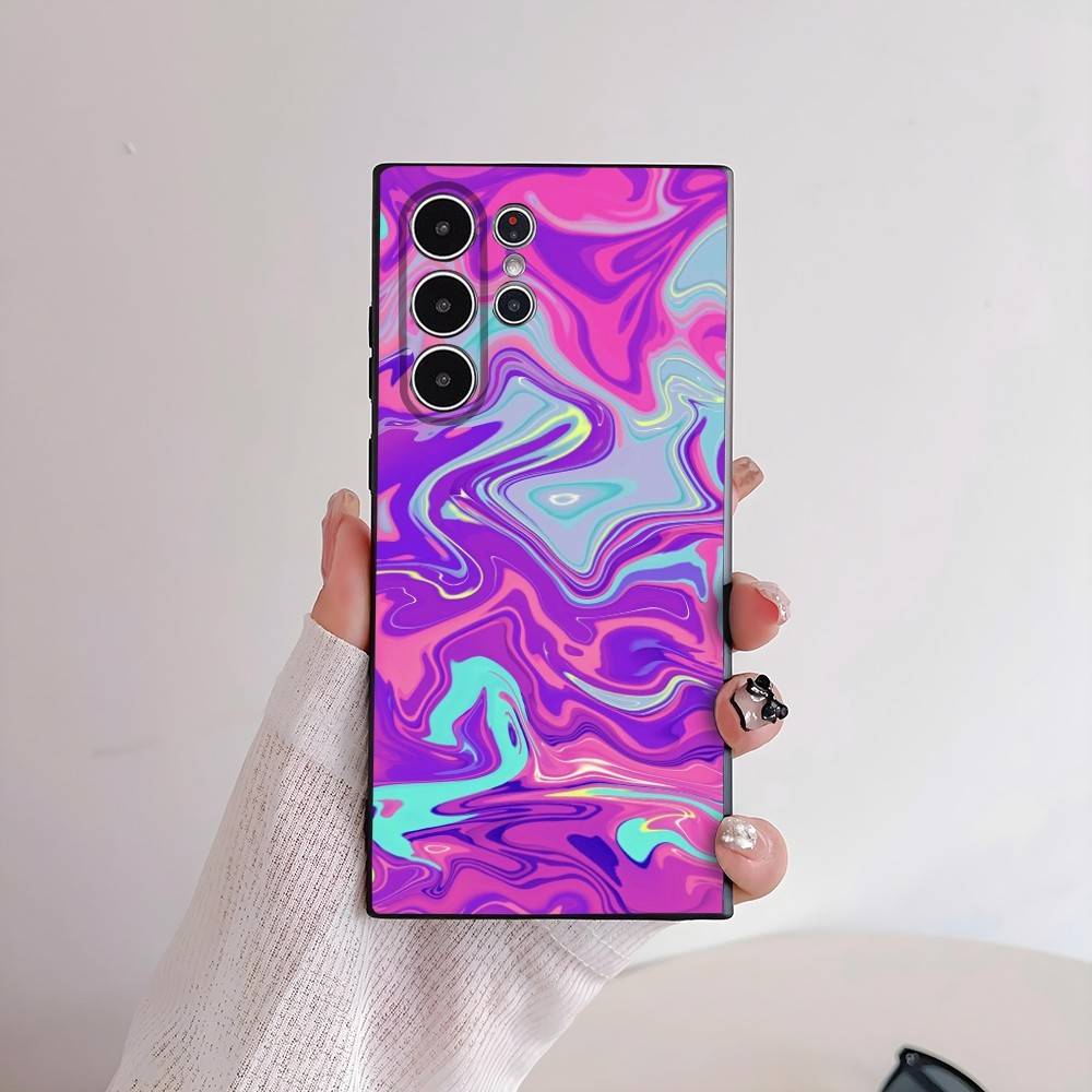 Модный Чехол-Спираль Неоновых Цветов для Samsung Galaxy S25 S24 S22 S23 Ultra S21 S20 Plus 5G Матовый Нескользящий Полностью Покрывающий Мягкий Чехол