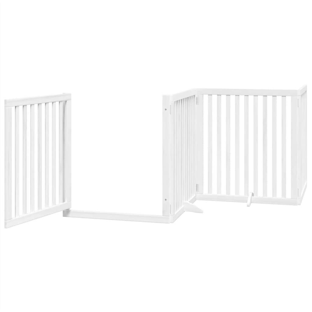 6 Piece Foldable White Dog Gate 480 cm Poplar Wood