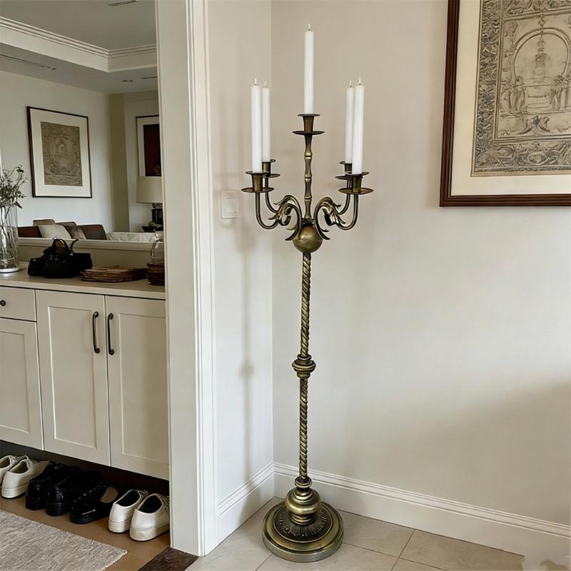 Железный напольный подсвечник с устойчивым основанием, канделябр для семейного мероприятия и активного отдыха