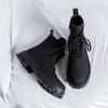 Winter Men's Shoes High Top British Motorcycle Leather Boots Men Thick Sole Trend Chelsea Boots Mens Casual Shoes Platform Boots