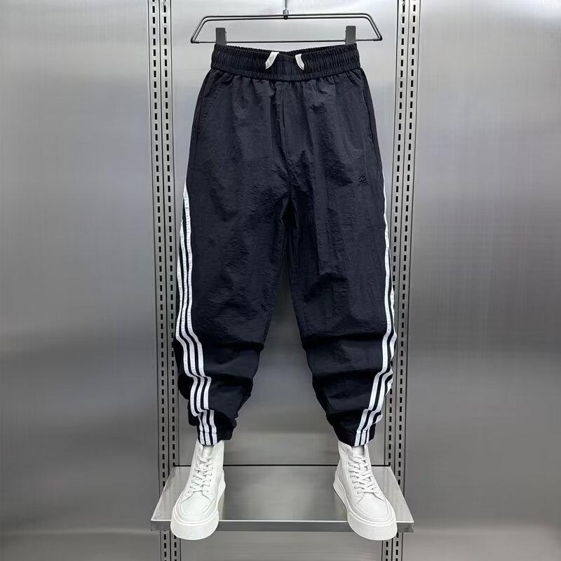 2024 Men's Quick-Dry Striped Autumn Casual Splice Pants - Trendy Loose 9-Point Sports Style