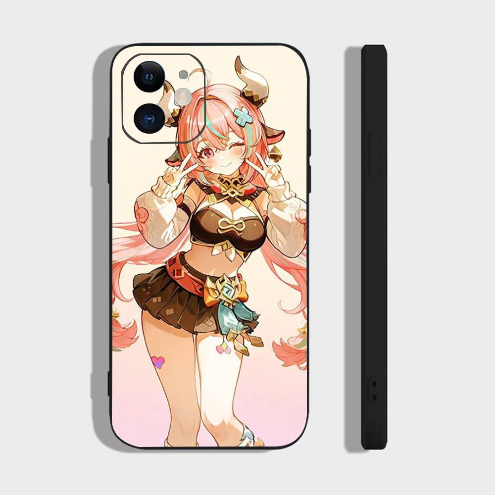 Чехол для телефона Varesa Anime Game Genshin Impact для IPhone 17 Air 16 15 14 13 Pro Max 11 12 Черный силиконовый чехол