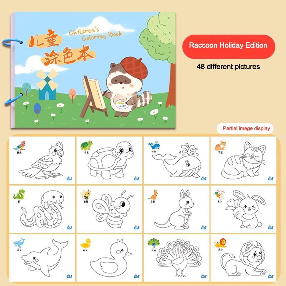 Книга для детской акварельной живописи с мультяшным узором, Портативная книга-раскраска для граффити, Подарки на день рождения/Рождество