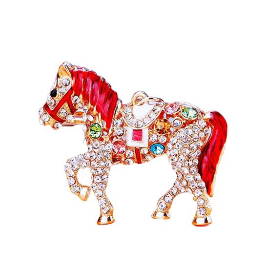 Keychain 2026 Year of Horse Key Chain Shiny Rhinestone Horse Animal Design Keychain Bag Charm Accessory