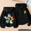 Casual Outerwear For Children Kids Zip Up Hooded Jacket With Anime Print Fashion Hip Hop Streetwear Zipper Sweatshirt