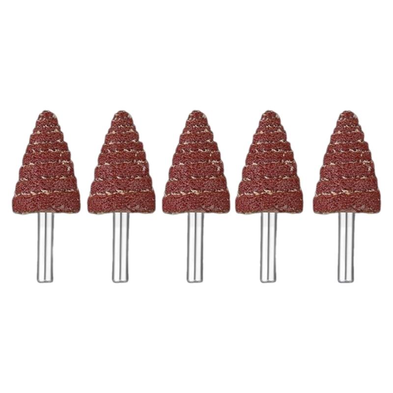 Versatile 5Pcs Cone Shape Abrasive Sandpaper Deburring Sanding Polishing Flap Wheel Grinding Head for Deep Hole Polish