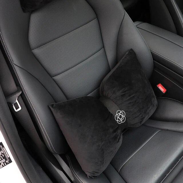 Милый цветок, мягкий плюш с бантом, подголовник автокресла, подушка для шеи, бархатная подушка для подголовника, подушки для талии, автомобильные аксессуары, интерьер