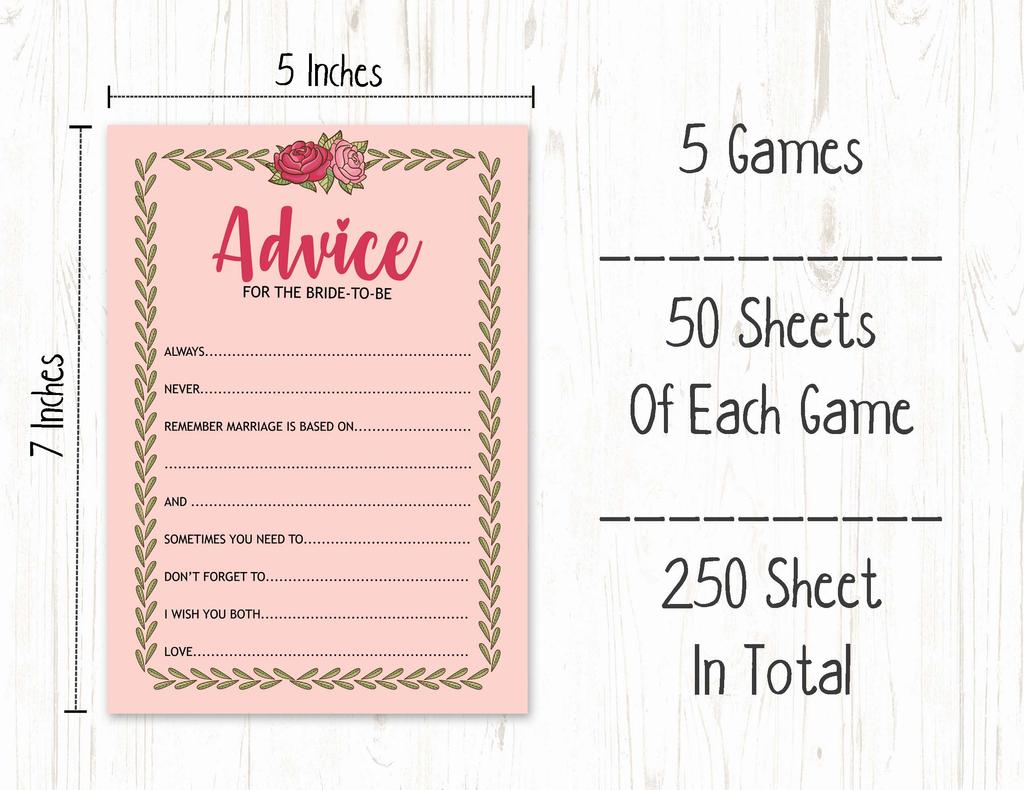 Inkdotpot Bridal Shower Games Set of 5 (Activities for 50 Guests) Floral Theme Fun Bachelorette Party Games Set Bundle