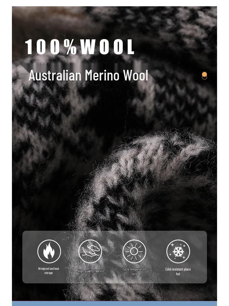 Мужская осенне-зимняя вязаная шерстяная шапка с защитой ушей от холода, с узором «снежинка»