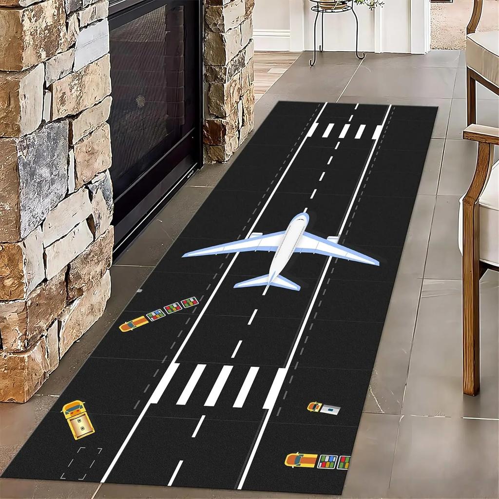 Airplane Runway Long Hallway Rug Runners Airport Aircraft Carpet Pet Friendly Foldable Carpets Resistant Rugs for Bedroom Rugs