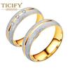 Нишевое двухцветное кольцо из титановой стали для пары, кольцо из нержавеющей стали с инкрустацией цирконом