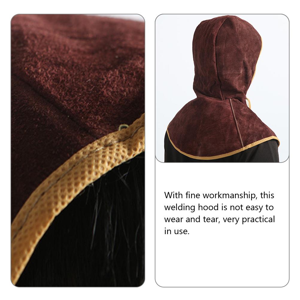 Welding Hood Cowhide Flame Resistant Cap Welding With Neck Drape Welding Equipment Supplies Safety Gear Headwear
