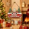 Wooden Christmas Door Hanging Reindeer Santa Claus Christmas Ornaments Snowflake Bell Princess Xmas Wall-mounted Pendants