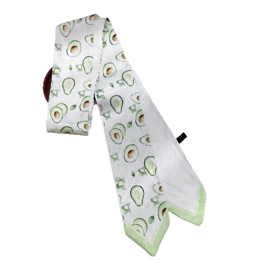 Avocado long silk scarf female ins tie head braided strap tied bag ribbon belt decorative streamer student tie scarf