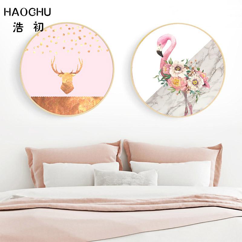 HAOCHU скандинавский свежий постер розовый фламинго Лось сексуальная красивая девушка холст картина для свадебного декора настенная наклейка абстрактное искусство постер
