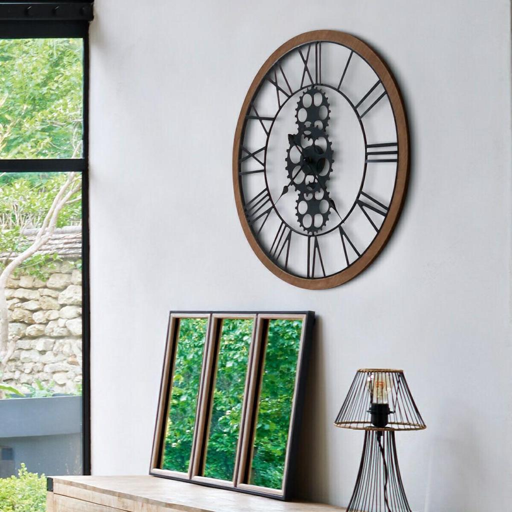 Met wood clock 70cm