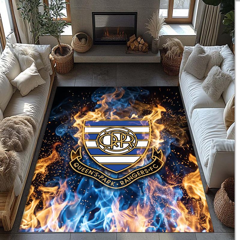 Queens Park Rangers Football Print Crystal Velvet Rug, Comfortable Water Absorbent Non Slip Indoor Floor Carpet