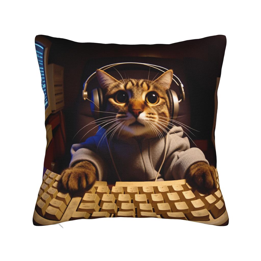 Pillow Case Gamer Cat Soft Pillow Cover For Couch Sofa Bedroom Cute Funny Pillowcases