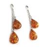 [N2169] - Серебряные серьги «Вдохновение» с янтарем (родиевое покрытие)