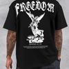 Freedom Angel Graphic Crew Neck Short Sleeve T-Shirt  for Summer Casual Daily Wear Hand Wash