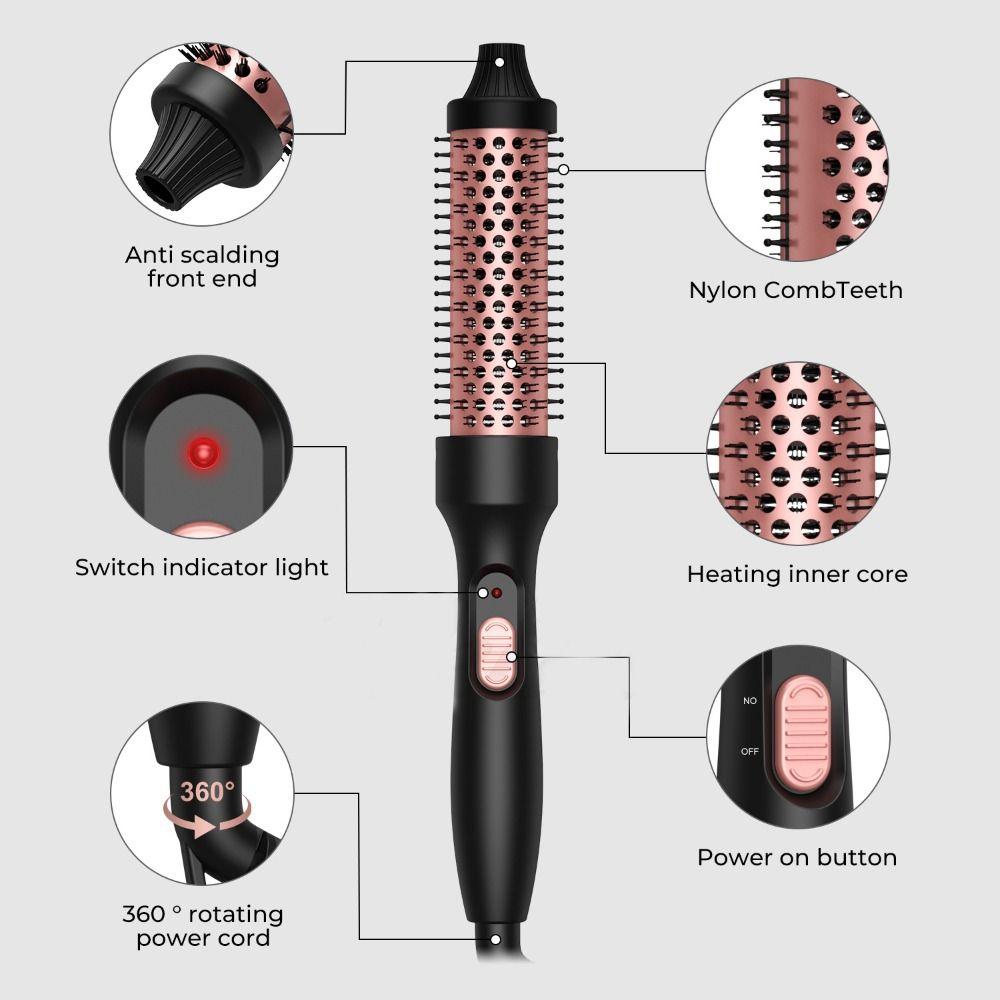 3 IN 1 Heated Curling Iron Brush Volumizing Brush Styling Tools Hot Curling Comb Home