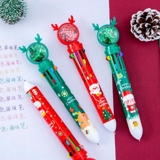 1/2/4 шт. Рождественские блестящие шариковые ручки Санта Клаус Олень Рождественская елка Праздничный декомпрессионный дизайн Чернильные ручки Пишущий инструмент