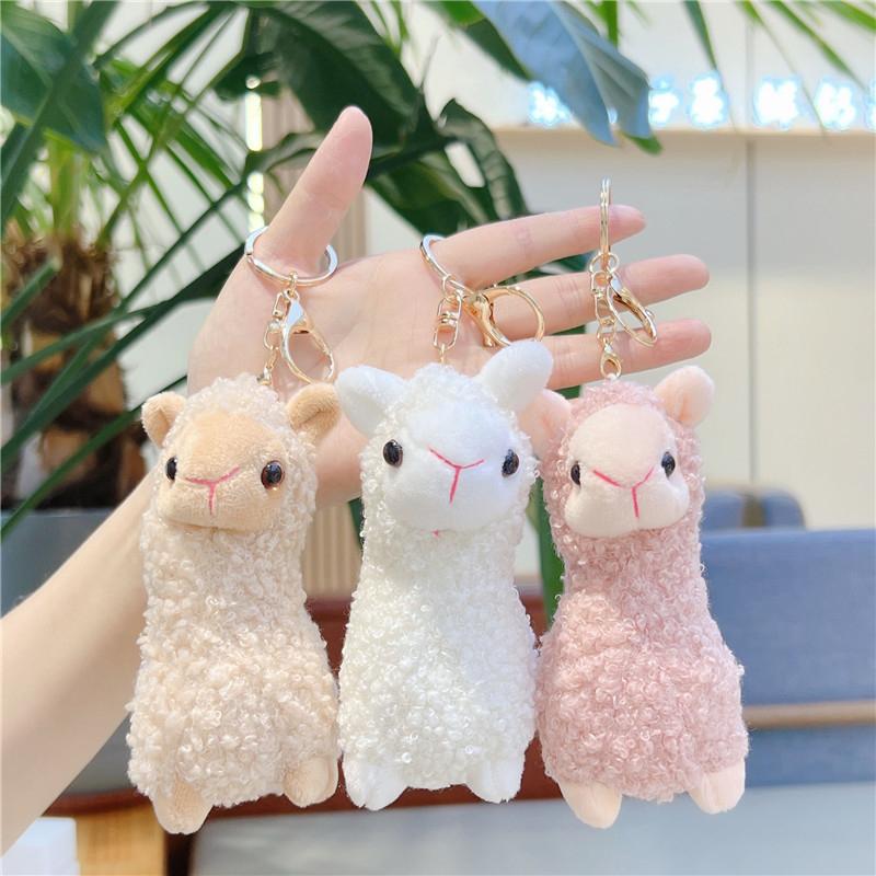 Cartoon Cute Alpaca Plush Pendant Creative Kawaii Doll Keychain Student Backpack Decoration Accessories Birthday Gifts