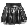 Girls Dancewear Off Shoulder Sleeveless Metallic Ruffle Crop Top and Shiny Tutu Skirt for Stage Competition Party Wear