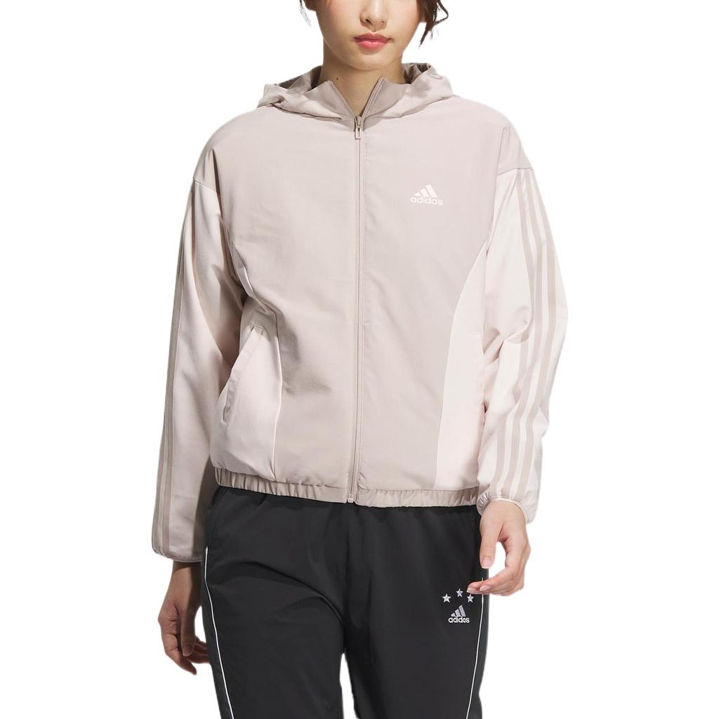 adidas Куртка с капюшоном на молнии с логотипом и длинными рукавами Женская куртка Miracle-Grey Brown HY2881
