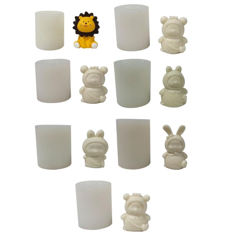 Non-stick Cute Lion Rabbit Bear Resin Mold Animal Scented Candle Silicone Mold DIY Soap Plasters Crafts Ornaments Tool