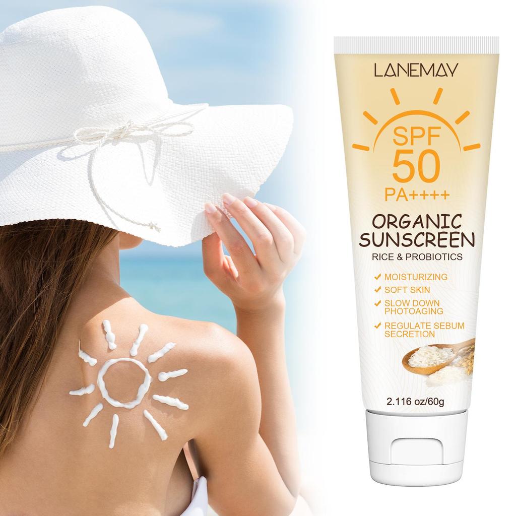 Солнцезащитный крем SPF50 - увлажняющий, питающий и смягчающий текстуру кожи, легкий и дышащий, устойчивый к УФ-лучам, 60 г