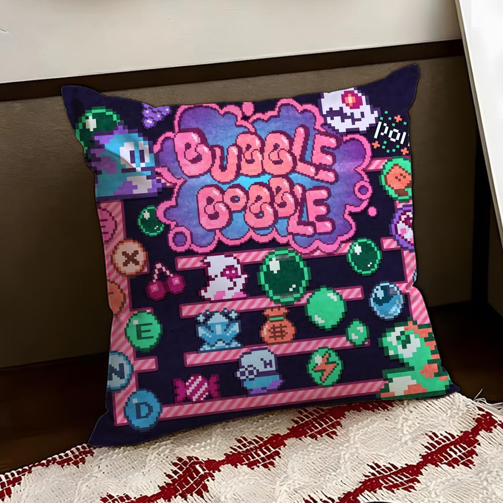 Anime BBubble BBobble Cushion Cover Reversible Soft Durable Pillow Cover Home Car MultiScene Use for Daily Comfort