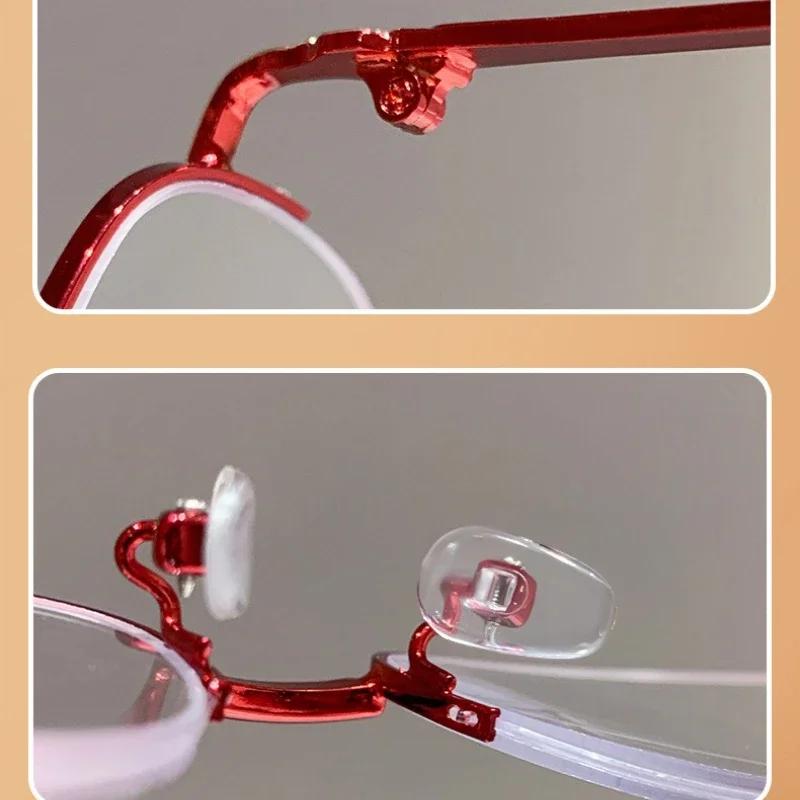 Новые модные металлические полуободковые очки для чтения Сверхлегкие высокой четкости Блокирующие синий свет Очки для пресбиопии для женщин и мужчин