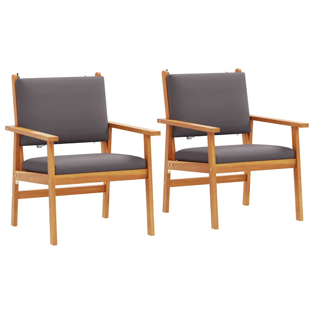 Garden Chair with Cushion 2 pcs Anthracite Solid Acacia Wood