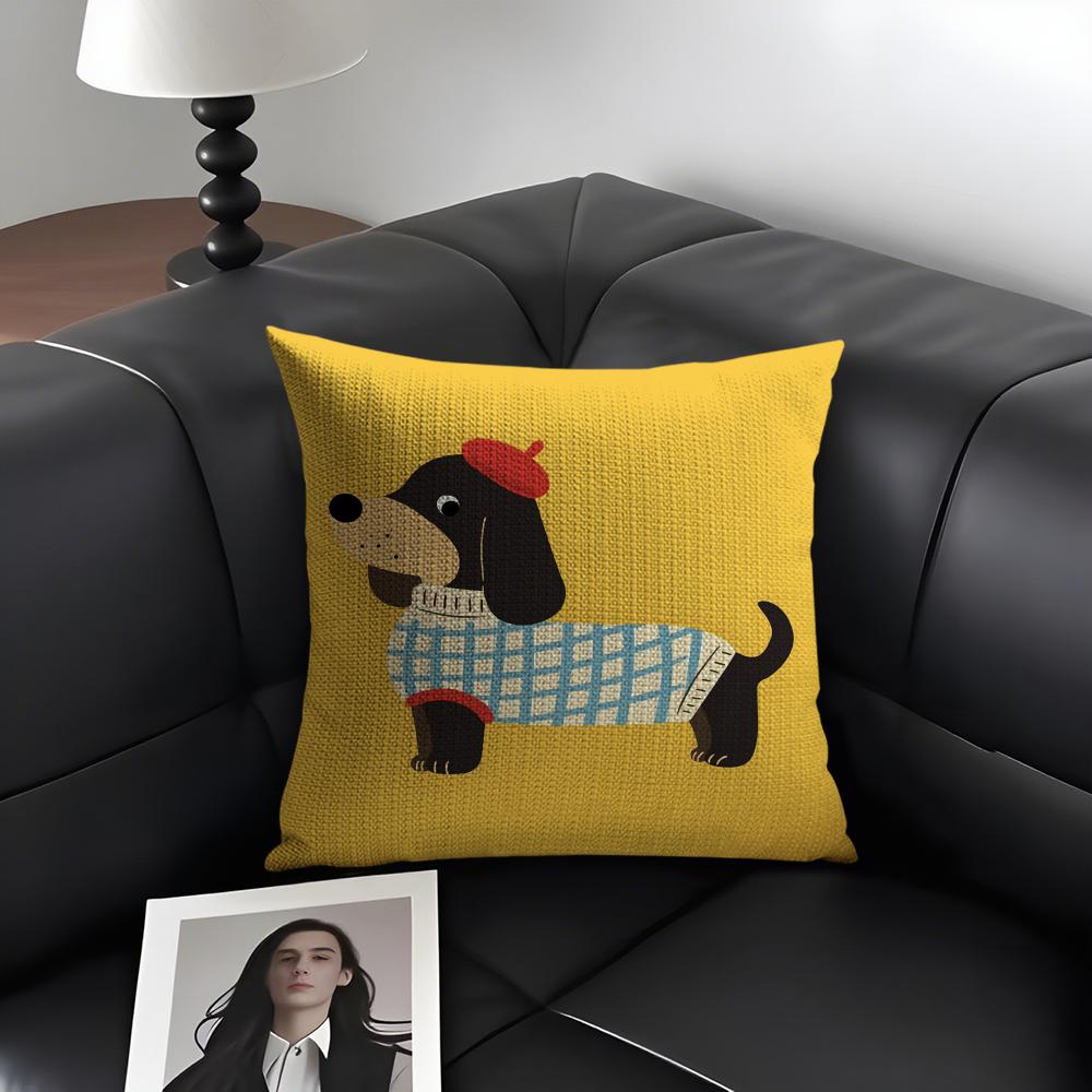 Cartoon Animals Cushion Cover Natural Linen Organic Fabric DoubleSided Printing Sofa Home Decor Gift Pillow Case