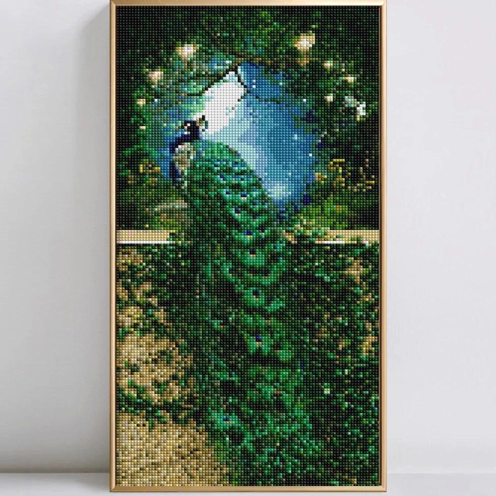 HUACAN Diamond Mosaic Animals Picture Of Rhinestone Full Drill Round DIY Embroidery Diamond Painting Peacock