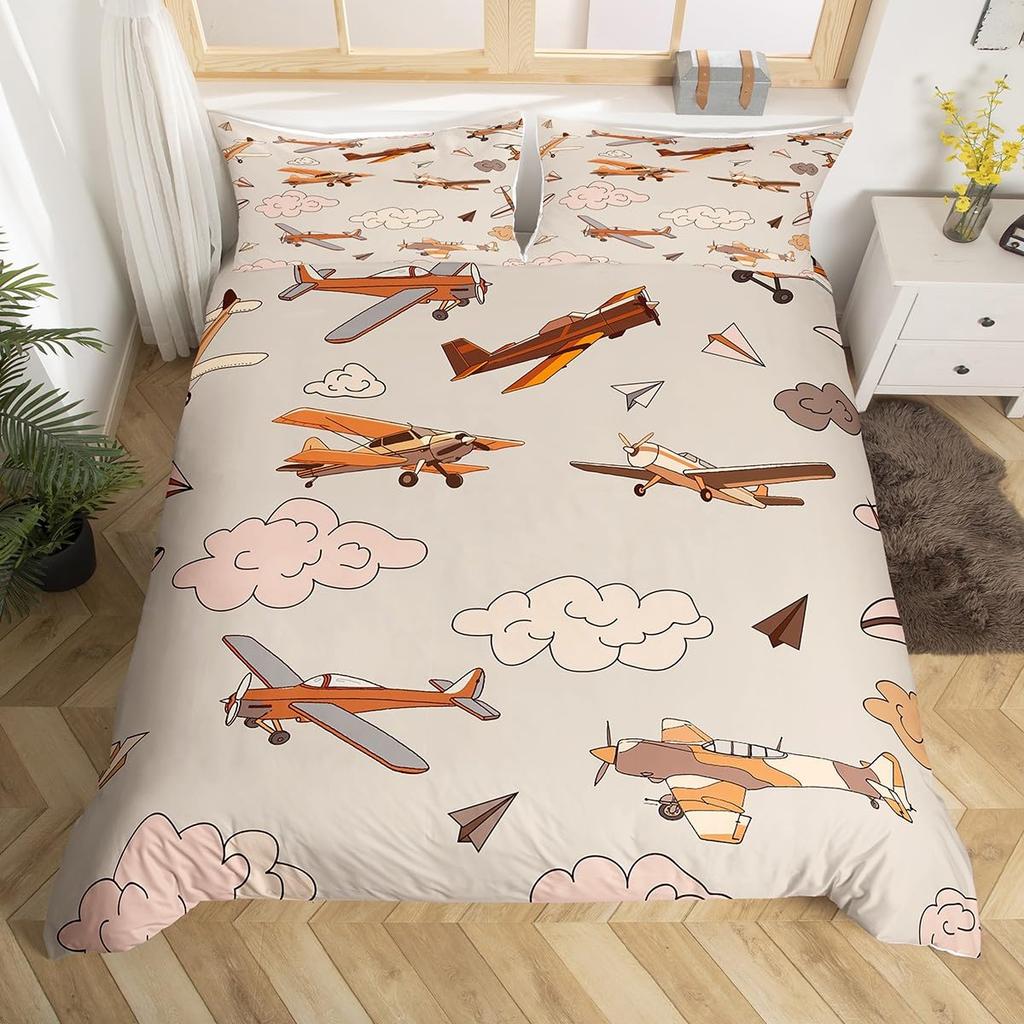 Комплекты пододеяльников для самолетов размера Queen King, комплект постельного белья с рисунком самолета для детей, мальчиков, девочек, авиационная тематика, пододеяльник
