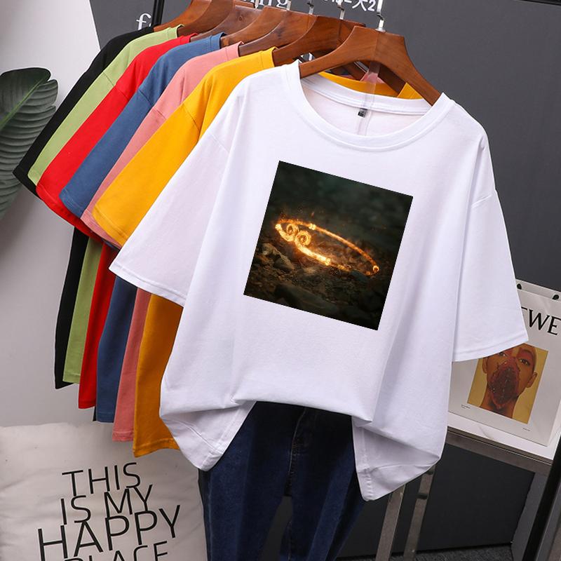 TWINFLAMES Black Myth Wukong Clothes Women Oversized Cotton Tees Summer New Printed T Shirt Soft Female Jumper Top