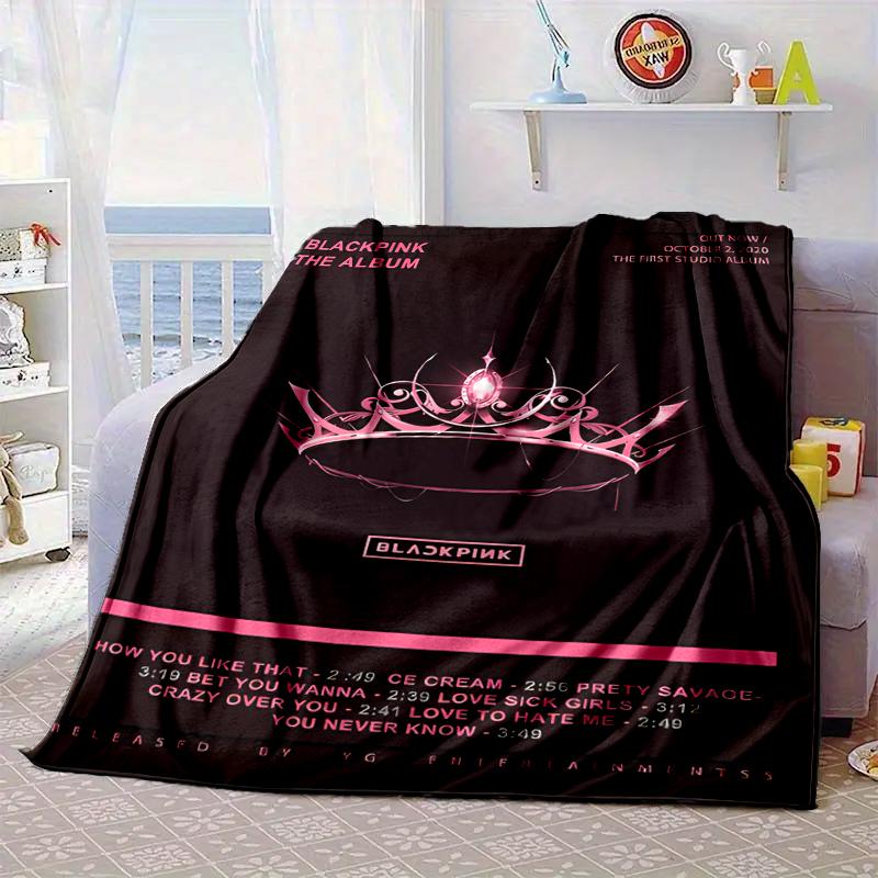 Black And Pink Fashion Blanket Flannel Blanket for bed, sofa, Camping, Hiking, Picnic Essentials, gift for family Fan gifts