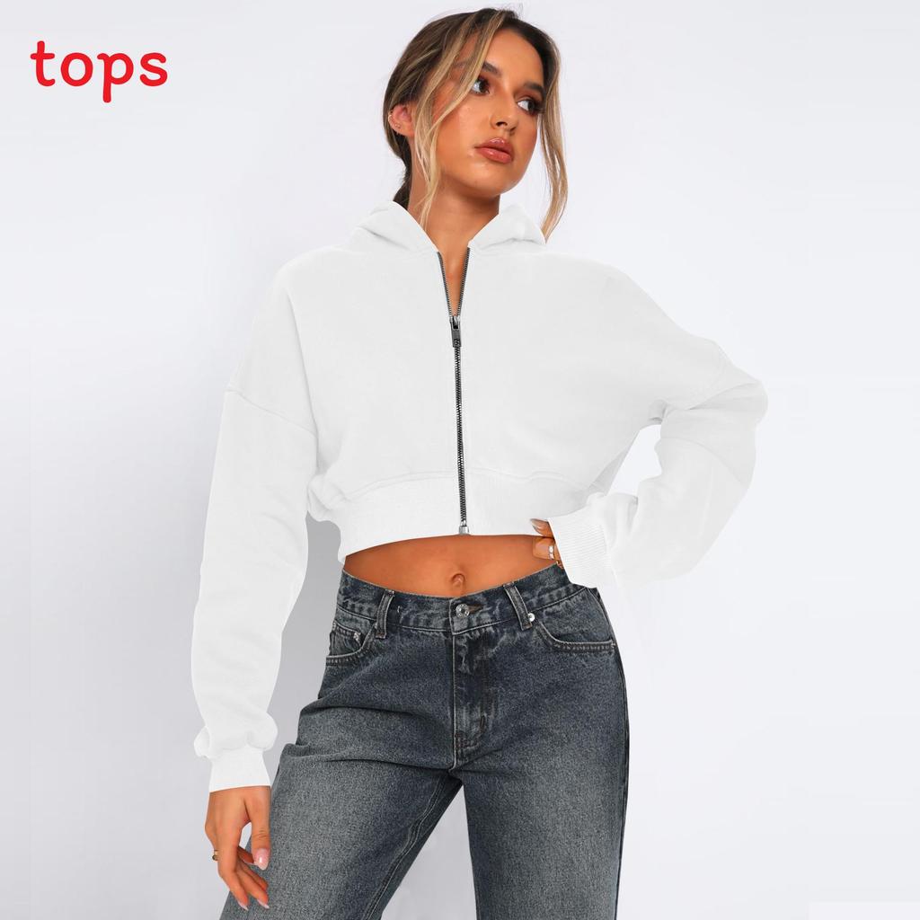 Streetwear Womens Short Sleeve Hoodie With Zipper For Fall Winter Casual Wear
