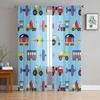 Airplane Train Motor Vehicle Cartoon Cute Sheer Curtains for Living Room Modern Bedroom Voile Tulle Curtain Window Drapes