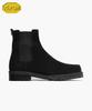 Firenze Atelier [Vibram] Center Cut Square Toe Suede Walker Sole Chelsea Boots 5706-Qs [Black]