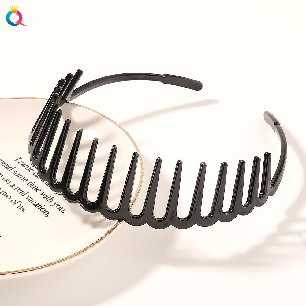 Нескользящая зубчатая повязка на голову с нажимом на волосы, челка, сломанная повязка на голову, простая черная коричневая повязка на голову для женщин