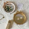 1PC Vintage Resin Jewelry Dish Mirror Tray Antique-style Resin Vanity Set Gift & Versatile Accent 10.5x12cm
