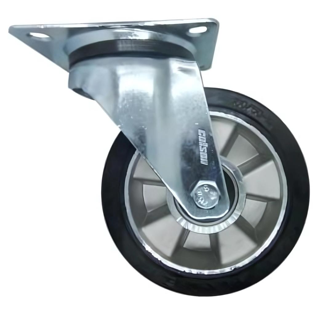 Swivel wheel, trolley set, 160mm, 350kg, JPAB 1603, aluminum-rubber