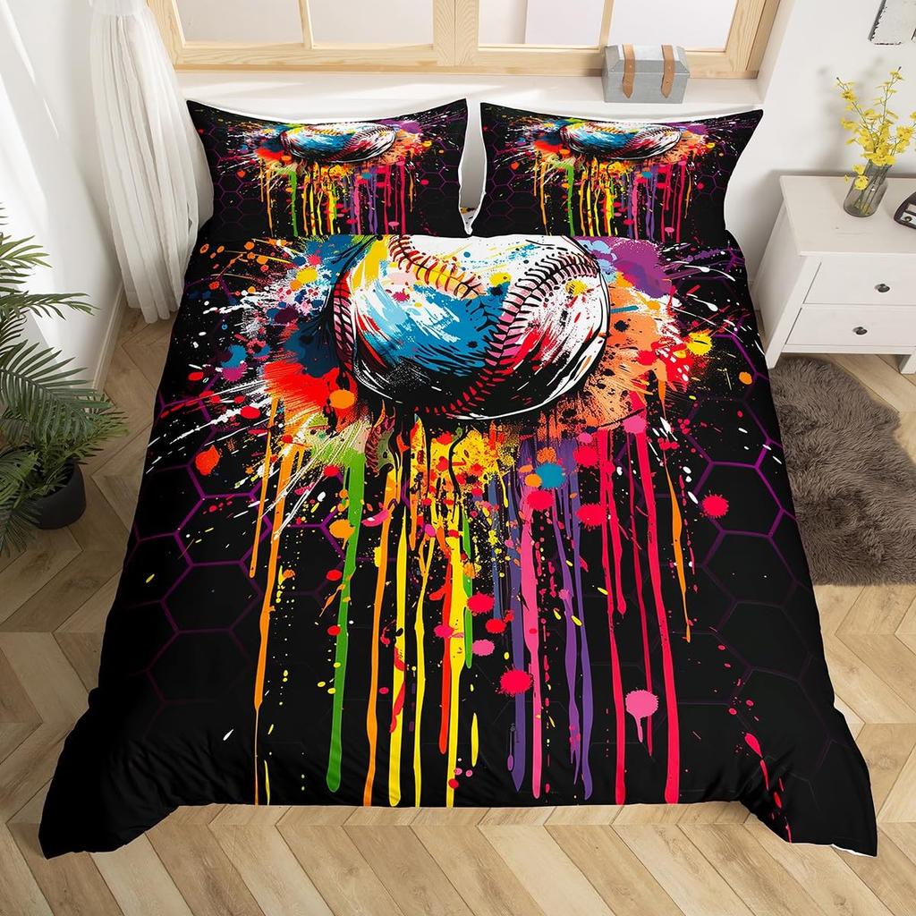 Пододеяльник для хоккейного стадиона, Постельный комплект для хоккея с шайбой, Чехол для одеяла с граффити хоккеиста, Зимнее мероприятие по командным видам спорта, Чехол для одеяла