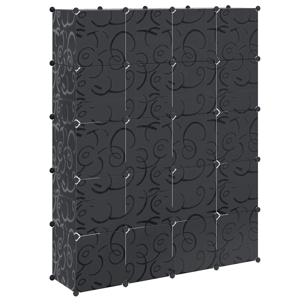 Modular Cabinet with 14 Compartments Black White 37 x 146 x 180.5 cm