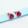 585 Purple Gold Plated 14k Rose Gold Heart Ruby Earrings for Women Romantic Light Luxury Ear Studs Engagement Jewelry