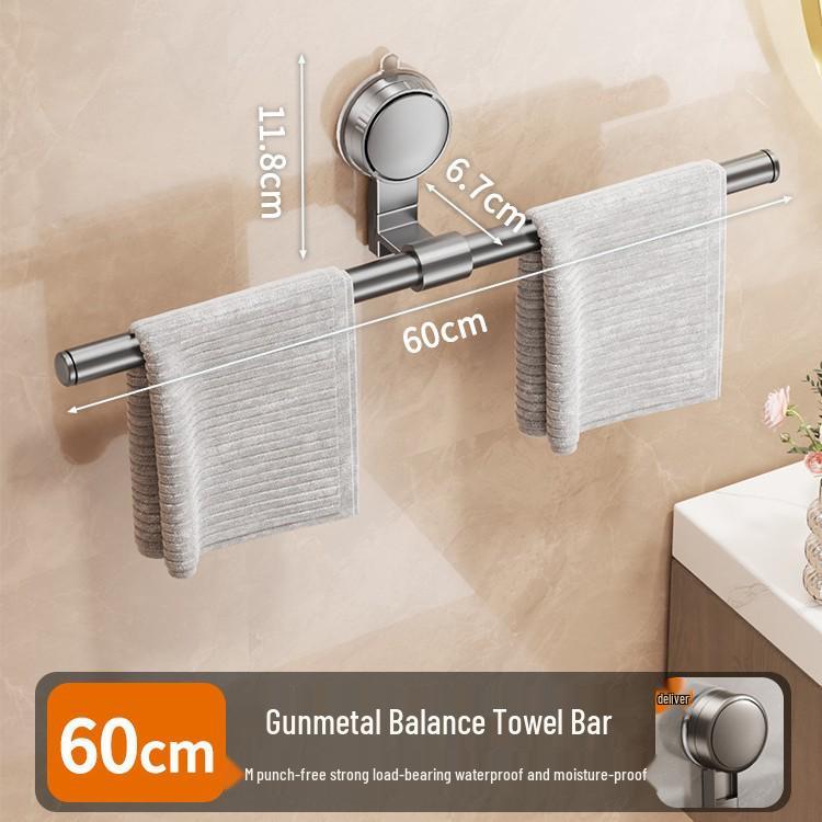 No-Drill Bathroom Towel Rack with Suction Cup - Towel Bar & Storage Shelf