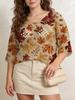 European and American large-size women's sweater high-end summer women's casual flower print hollow knitted top